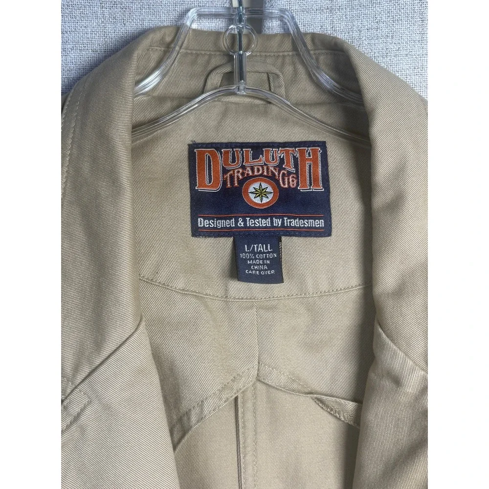 Duluth Trading Co Mens Tan Cotton Canvas Chore Coat Field Jacket Blazer L Tall
